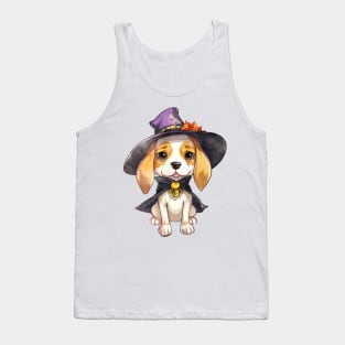 Watercolor Beagle Dog in Witch Hat Tank Top